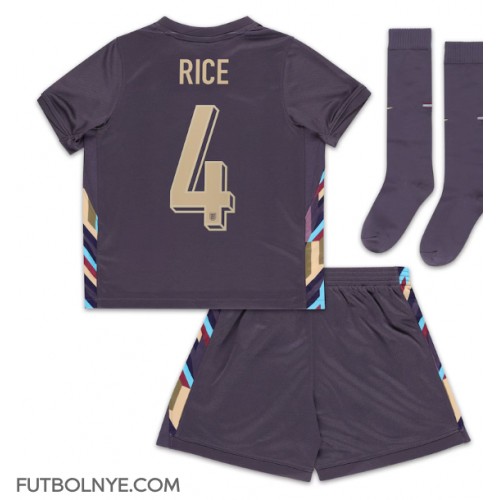 Camiseta Inglaterra Declan Rice #4 Visitante Equipación para niños Eurocopa 2024 manga corta (+ pantalones cortos)